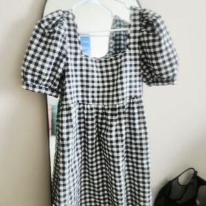 Classic Black and White Checkered Dress